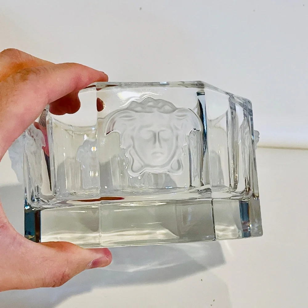 Versace x Rosenthal Medusa Lumiere Clear Crystal Bottle Coaster